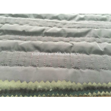 Fashion polyester stripe embroidered thermal padded fabric with quilting for down coats/jacket